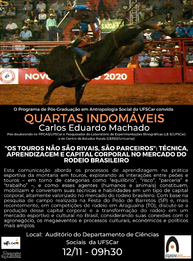 Quartas Indomáveis do PPGAS – Carlos Eduardo Machado – 12/11, às 09h30