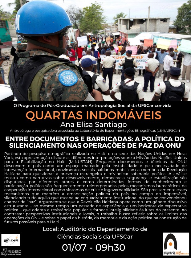 Divulgação – Quartas Indomáveis – Ana Elisa Santiago- 01/07, às 09h30, no Auditório do DCSo
