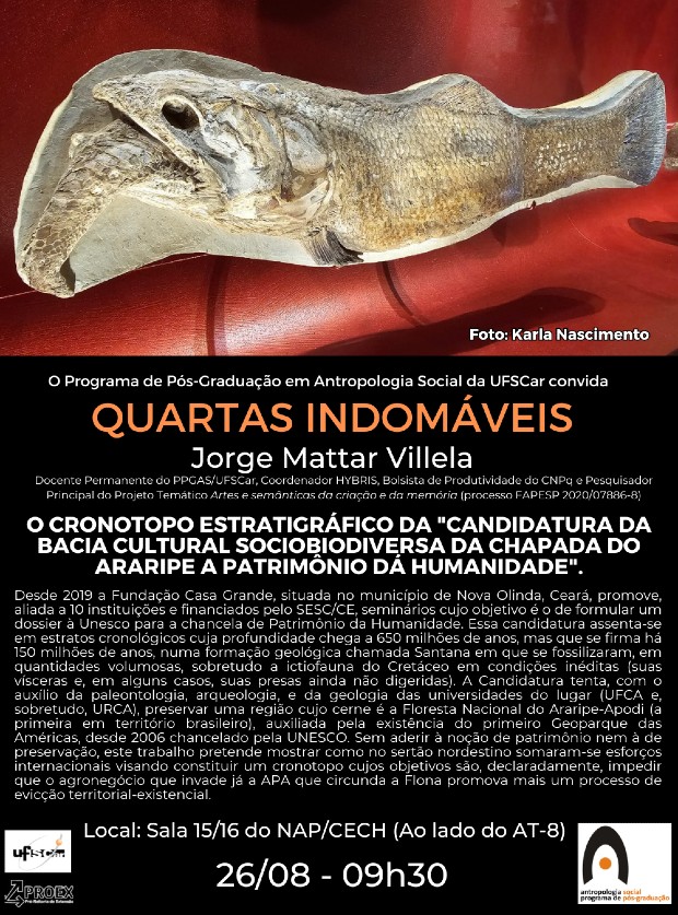 Divulgação – Quartas Indomáveis – Jorge Mattar Villela- 26/08, às 09h30, na Sala 15/16 do NAP/CECH